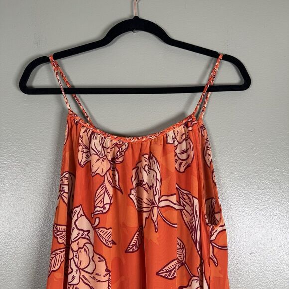 True Destinations Womens Orange Floral Tropical Maxi Dress Resort Wear Size L - Picture 3 of 8